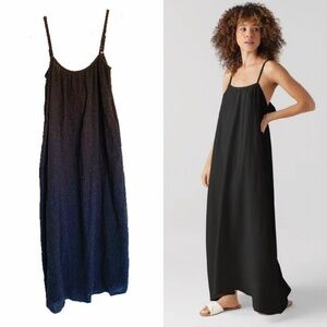 SOL ANGELES Gauzy Cotton Maxi Dress, Black Size XS/S